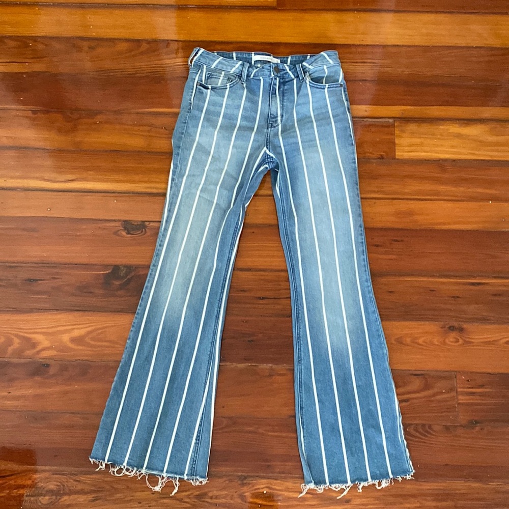 Pinstripe flare jeans